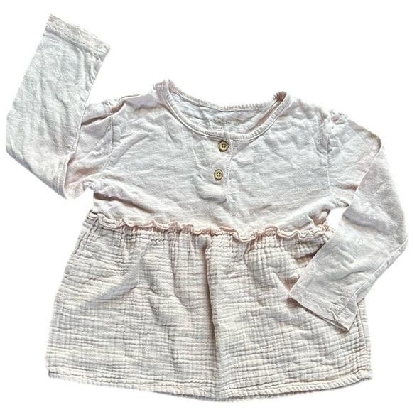 Grayson Collective violet peasant top girls size 4 ruched pastel boho fall - Picture 1 of 5